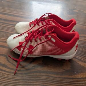 Under Armour Kids Red and Cleates